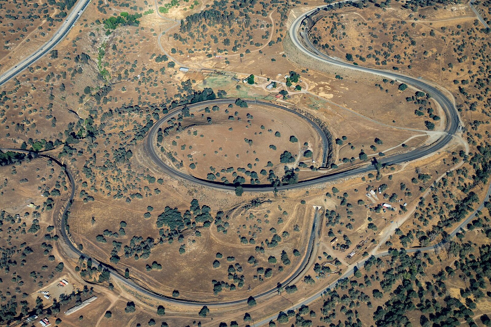 The Tehachapi Loop railroad spiral in Kern County